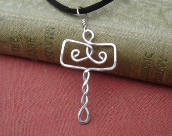 Norse Thor's Hammer Pendant, Mjolnir Celtic Pendant Necklace Sterling Silver Wire Viking Necklace, Norse Mythology