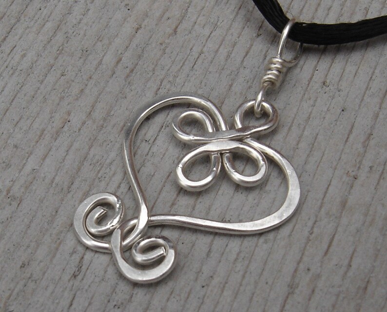 Celtic Heart Pendant, Sterling Silver Wire, Valentine's Day Gift for Her Celtic Necklace, Silver Heart Jewelry, Silver Heart Necklace, Wife image 3