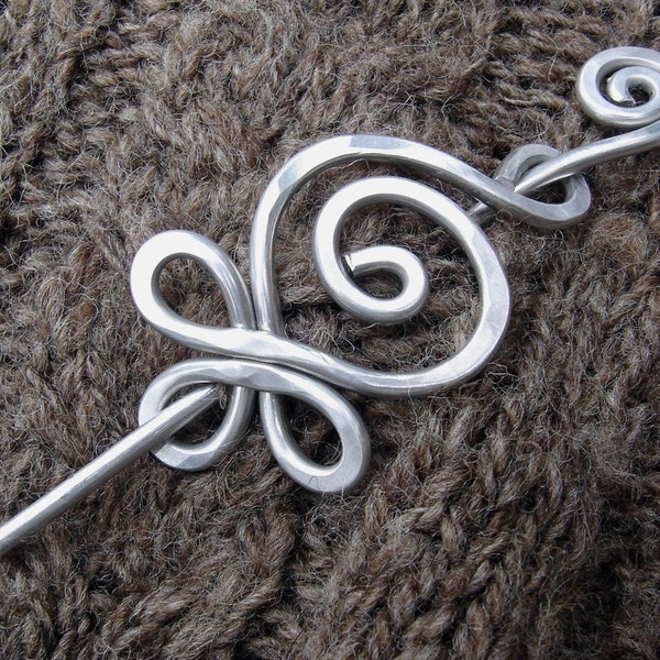 Aluminum Celtic Budding Spiral Shawl Pin