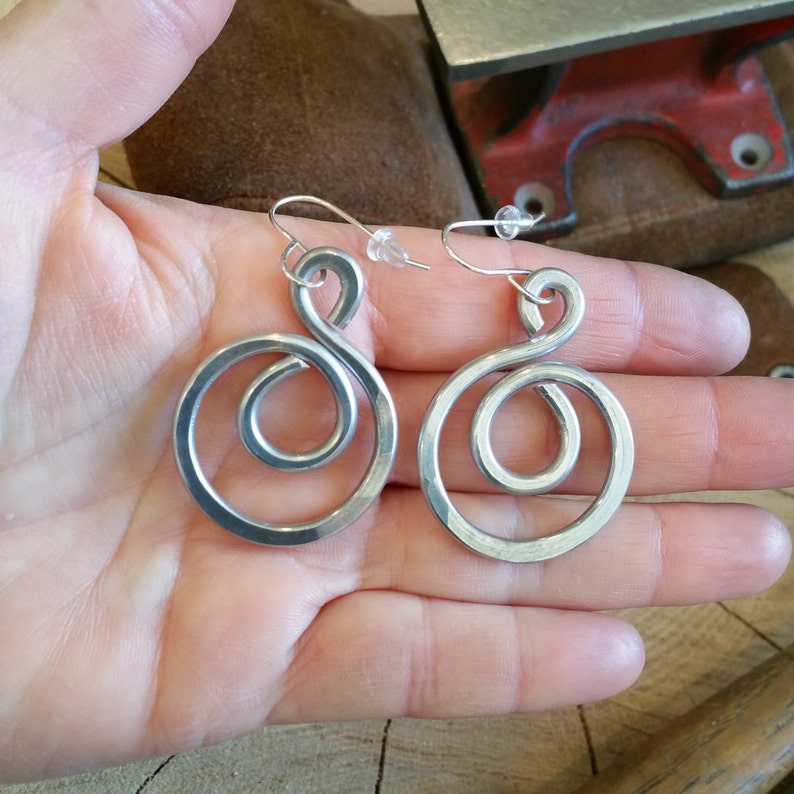 Swirl Hoop Earrings, Light Weight Aluminum Jewelry, Hoops Dangle Earrings, Everyday Earrings Gift for Her image 5