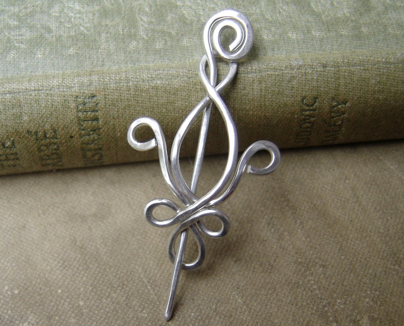 Little Fleur De Lis Sterling Silver Shawl Pin, Scarf Pin, Sweater Brooch, Fleur de Lis Jewelry Womens New Orleans Knitting Jewelry, French image 4