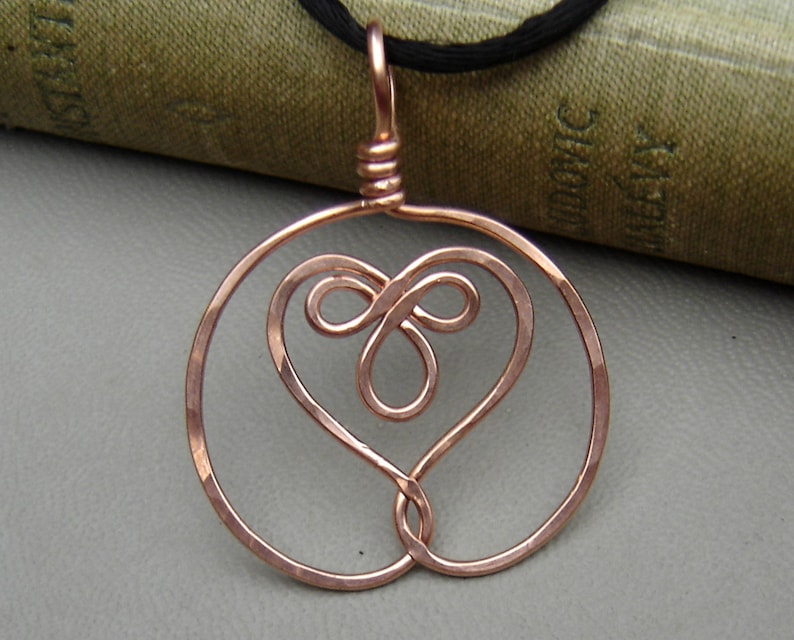 Celtic Embraced Heart Copper Pendant Celtic Necklace, Celtic Heart Necklace Copper Jewelry Copper Necklace Gift for Her Copper Heart Jewelry image 4