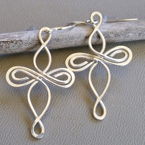 Infinity Loops Celtic Knot Cross Sterling Silver Earrings, Celtic Cross Earrings, Celtic Jewelry, Confirmation Gift, Communion Gift for Her
