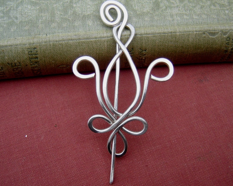 Fleur De Lis Sterling Silver Shawl Pin, Scarf Pin, Sweater Clip Closure, Brooch, Women, Knitting Accessory, Mardi Gras, New Orleans Jewelry image 1