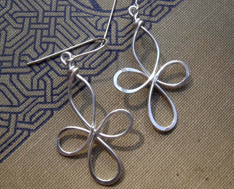 Celtic Cross Earrings, Celtic Knot Four Leaf Clover Earrings Celtic Cross Jewelry, Silver Celtic Jewelry, Gift for Her, Women, Irish image 8