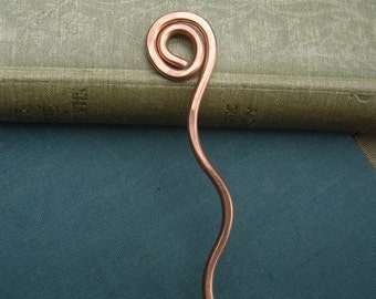 Simple Spiral Wavy Copper Hair Stick, Shawl Pin, Bun Holder, Hair Pin, Long Hair Accessory, Women, Metal Shawl Stick Knitting Accessories,