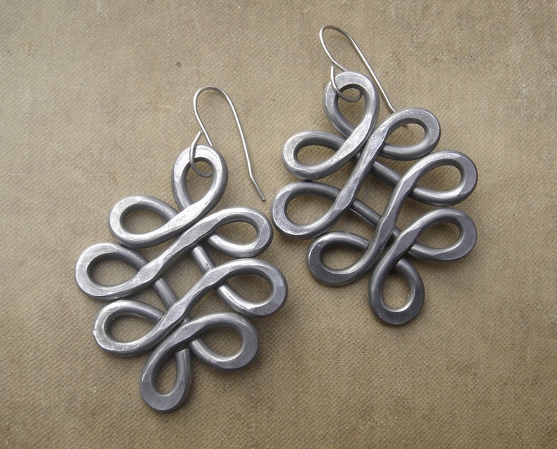 Big Celtic Knot Earrings, Aluminum Looping Crossed Knots, Large Unique Big Earrings, Celtic Jewelry, Dangle, Women, Boho, Statement Jewelry image 4