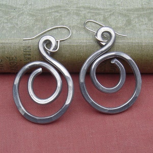 Swirl Hoop Earrings, Light Weight Aluminum Jewelry, Hoops Dangle Earrings, Everyday Earrings Gift for Her image 4