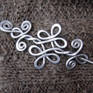 Celtic Knot Double Swirls and Curls Aluminum Shawl Pin, Hair Pin, Celtic Hair Slide, Hair Barrette, Sweater Clip, Knitters Gift for Women image 3