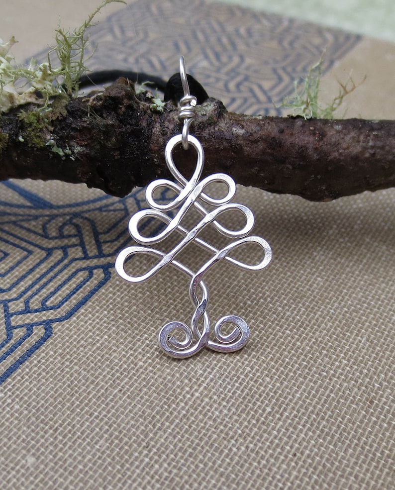 Little Celtic Tree Pendant, Silver Tree of Life Wire Necklace, Christmas Gift Celtic Jewelry, Tree Necklace, Christmas Tree Irish Gift image 1