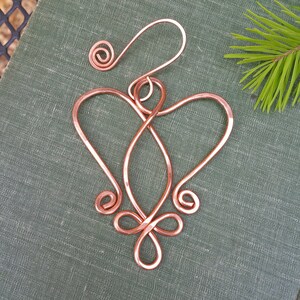 Copper Celtic Angel Heart Ornament, Christmas Gift Holiday Ornament, Wire Handmade Gift, Celtic Heart Decoration, Home Decor, Angel Ornament image 2