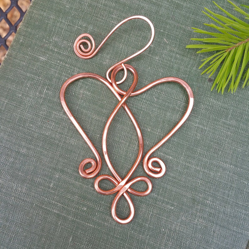 Copper Celtic Angel Heart Ornament, Christmas Gift Holiday Ornament, Wire Handmade Gift, Celtic Heart Decoration, Home Decor, Angel Ornament image 2