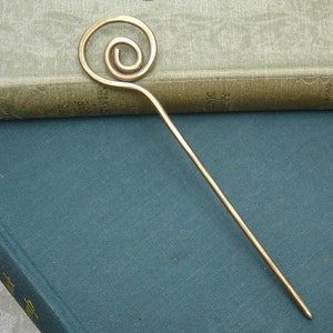 Brass Open Spiral Hair Stick, Metal Shawl Stick, Shawl Pin, Stick Pin, Hair Pin, Bun Holder, Long Hair Pick Beauty Gift, Knitting Women image 4