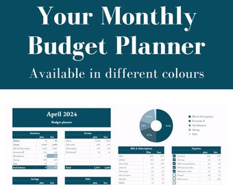 Monthly Budget Planner for Google Sheets | Monthly Budget Spreadsheet | Budgeting Tool