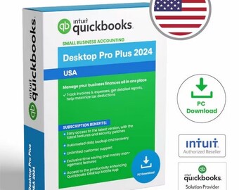 QuickBooks Desktop pro plus 2024 - Clave de licencia oficial - Activación de por vida - Sin nómina - Versión actualizable de EE. UU.