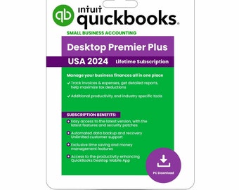 QuickBooks bureau premier plus 2024 - Clé de licence officielle - Activation à vie - Aucune paie incluse - Version américaine pouvant être mise à jour