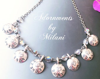 Grandma Necklace with 8 Grandchildren Kids Names Sterling Silver Oma Nana Mimi Motherinlaw Jewelry