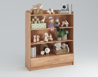 Beech Shelving Unit with Drawer