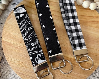 black and white wristlet keychain | key fob wristlet | new car gift | new home gift | mother's day | graduation gift