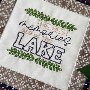 Memories Are Made at The Lake decor Lake House Tiered Tray Decor Lake house quilt Lake house decorating idea Embroidered Mini Quilt image 4