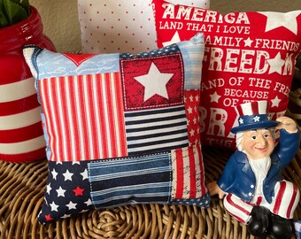 Patriotic Tiered Tray Pillows | Trio Mini Pillows | red white blue pillows | perfect for tiered trays, table top decorations and more