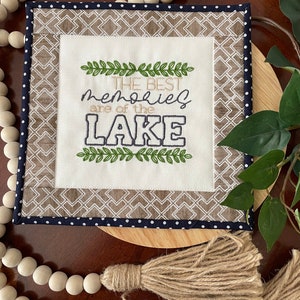 Memories Are Made at The Lake decor Lake House Tiered Tray Decor Lake house quilt Lake house decorating idea Embroidered Mini Quilt image 3