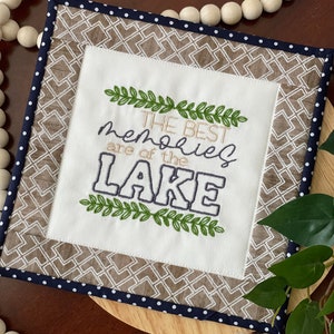 Memories Are Made at The Lake decor Lake House Tiered Tray Decor Lake house quilt Lake house decorating idea Embroidered Mini Quilt image 2