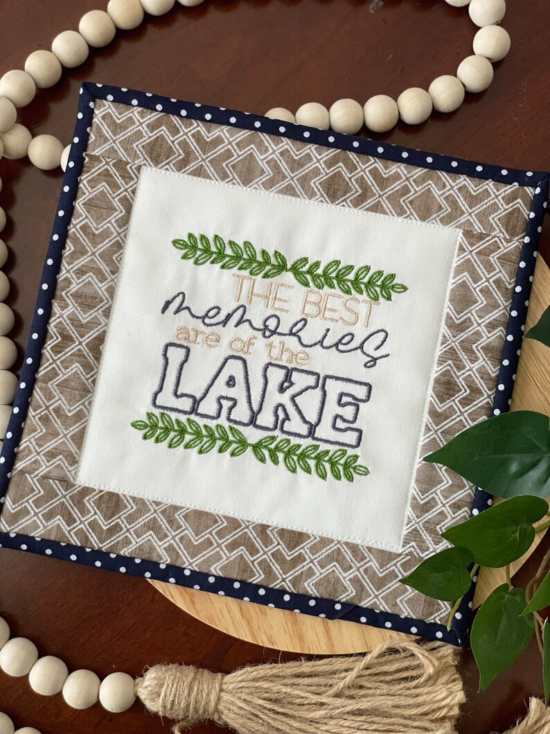 Memories Are Made at The Lake decor Lake House Tiered Tray Decor Lake house quilt Lake house decorating idea Embroidered Mini Quilt image 2