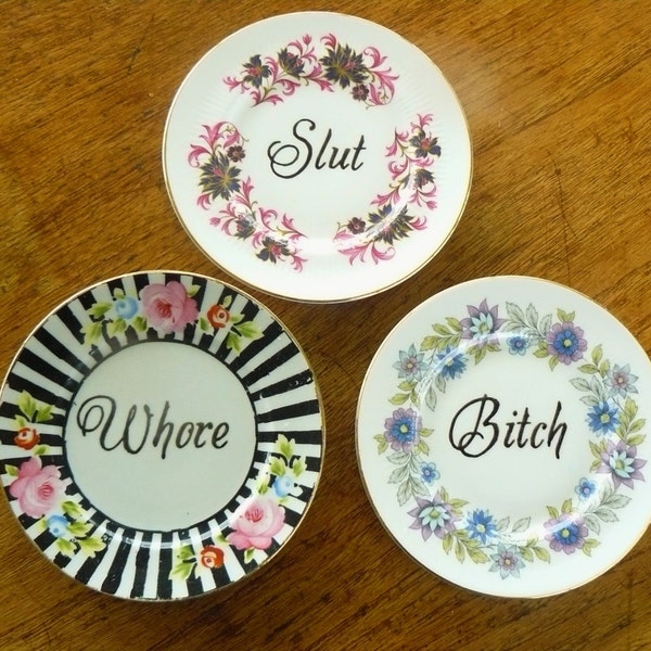 Slut Whore Bitch plate set