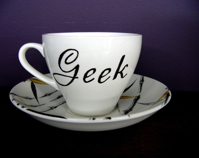 Geek Tea Cup and Saucer Bamboo Etsy