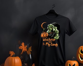 Häxan Bättre Få Mina Godis-T-shirt – Rolig Halloween-t-shirt med grafisk design