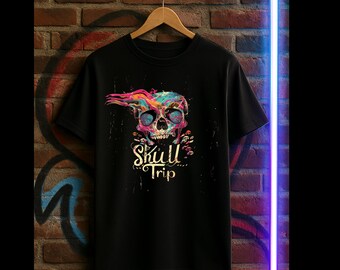 Psychedelic Skull Graphic Tee: Trippy Rave Festival Shirt