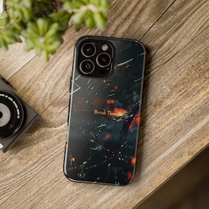 Phone Case, Tough Cases for iPhone, Samsung Galaxy, Google Pixel, IPhone, Protective Cover with Broken Glass Design, Edgy Modern Vibe, Moody