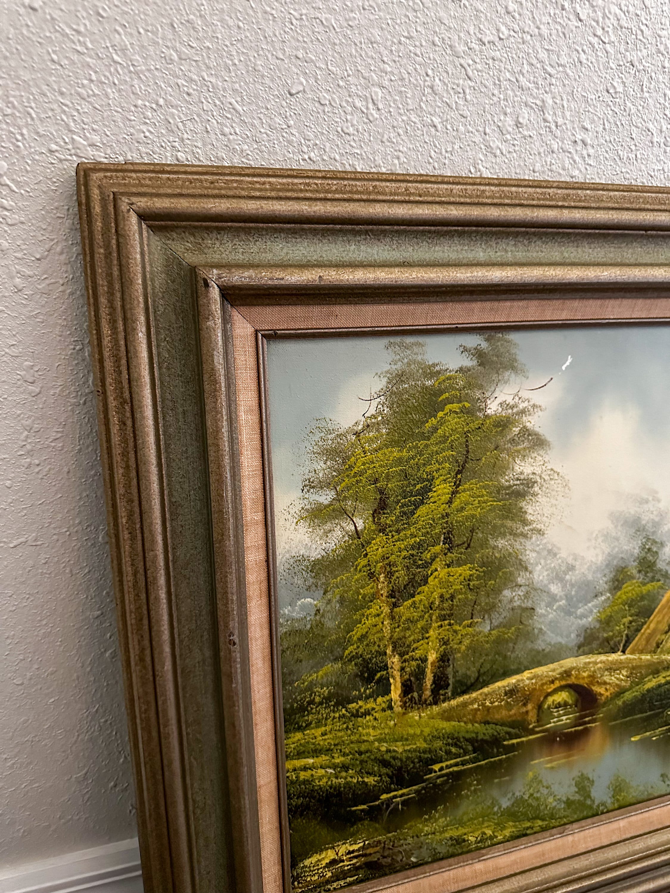 Vintage Framed Landscape Painting, Vintage Oil Painting, Landscape Oil Painting, Wood Framed Oil