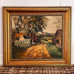 Vintage Original Country Landscape Oil Painting Signed and Framed, Vintage Oil Painting, Oil Painting, Landscape Painting, Landscape Artwork
