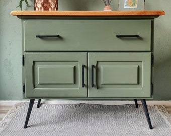 Veelzijdige groen massief eiken dressoir 97cm | Commode | Kast | Rustiek | Renovatie | Fusion Bay Berry