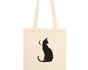 Chic Silhouette Cat Tote - Eco-Friendly Canvas Bag