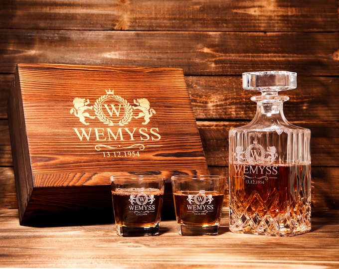 Personalized Whiskey Decanter Set, Birthday Gifts for Him, Retirement Gifts for Men, Gift for Husband, Father's Day Gifts, Anniversary Gift