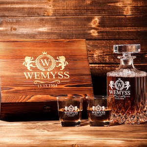 Personalized Whiskey Decanter Set with Box, Whiskey Gift for Men, Father's Day Gift for Dad, Groomsmen Gifts, Best Man Gift, Boyfriend Gift
