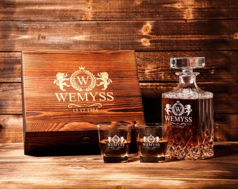 Personalized Whiskey Decanter Set with Box, Whiskey Gift for Men, Father's Day Gift for Dad, Groomsmen Gifts, Best Man Gift, Boyfriend Gift