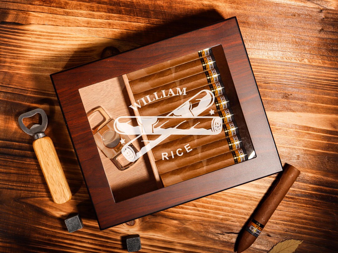 Engraved Glass Top Cigar Humidor - Personalized Humidor Box is a Great ...