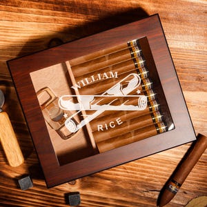 Humidor per sigari con coperchio in vetro inciso: la scatola humidor personalizzata è un regalo fantastico per gli sposi, gli amici, i familiari o la persona amata.