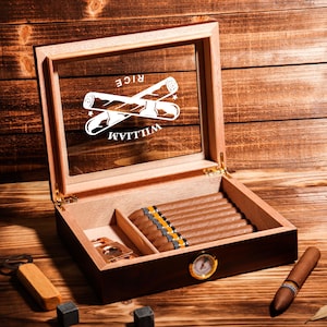 Humidor per sigari con coperchio in vetro inciso: la scatola humidor personalizzata è un regalo fantastico per gli sposi, gli amici, i familiari o la persona amata.