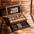 TWO Layers 12 Slot Personalized Men&#39;s Watch Box | with Drawer Watch Display Case for 12 Watches |Grain Leather watch box|Anniversary for Him