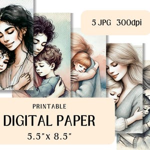 Carte de fête des mères imprimable - cadeau attentionné pour maman - carte florale aquarelle pour scrapbooking, créations en papier collage bricolage, journal aquarelle