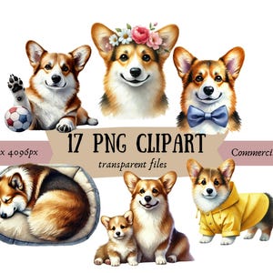 Welsh Corgi Clipart Bundle | 17 High-Quality PNG Files | Dog Digital Planner, Junk journal, Digital Download, Sublimation | Commercial Use