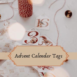 Printable Advent Calendar Numbers Christmas Countdown Advent Numbers jpg DIY Advent Calendar Print and Cut Tags Advent Sticker Numbers 1-24