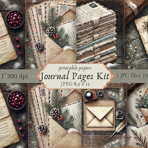 Vintage Letters Junk Journal Printable Pages, Moody Letters to Santa Junk Journal Kit, Winter Junk Journal Paper, Digital Collage Sheet