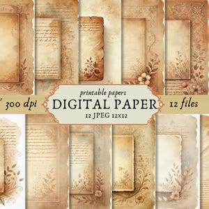 Papel digital manchado vintage, textura de papel antigo desgastada, papel de parede antigo fundo marrom envelhecido, fundo bege Scrapbook junk journal