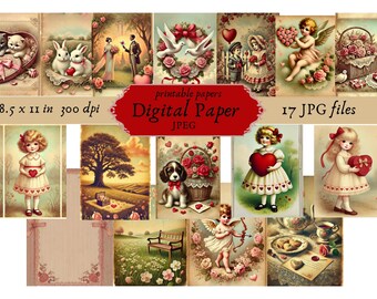 Efímeras vintage de San Valentín: Páginas románticas de diario basura (descarga digital)